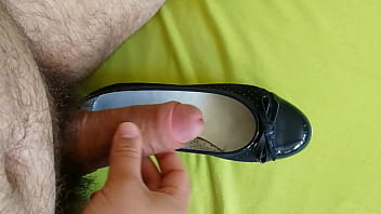 Fucking and cumming in Wife's Wedge Ballet flats