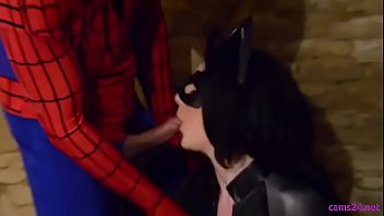 Busty cosplay catwoman takes spiderman web - cams24.net