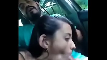 Indian cute Desi girlfriend giving blowjob near waterfall and in the Car