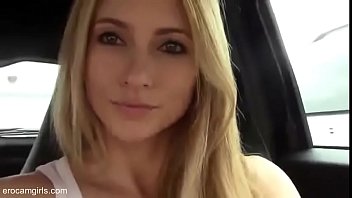 Blondy hot girl gone wild and Masturbating in the car