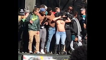 White Girl Shaking Titties at Philadelphia Eagles Super Bowl Celebration Parade